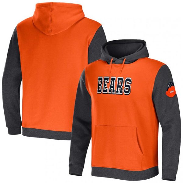 Men Chicago Bears x Darius Rucker Collection Orange/Heather Colorblock Pullover Hoodie