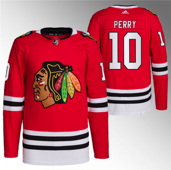 Men Chicago Blackhawks #10 Corey Perry Red Stitched Hockey Jersey