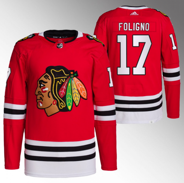 Men Chicago Blackhawks #17 Nick Foligno Red Stitched Hockey Jersey