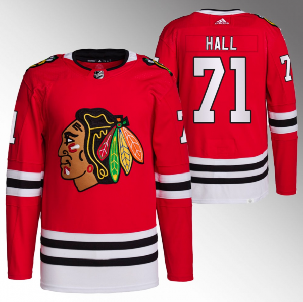 Men Chicago Blackhawks #71 Taylor Hall Red Stitched Hockey Jersey