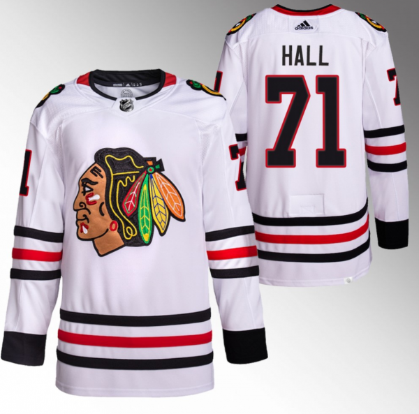 Men Chicago Blackhawks #71 Taylor Hall White Stitched Hockey Jersey