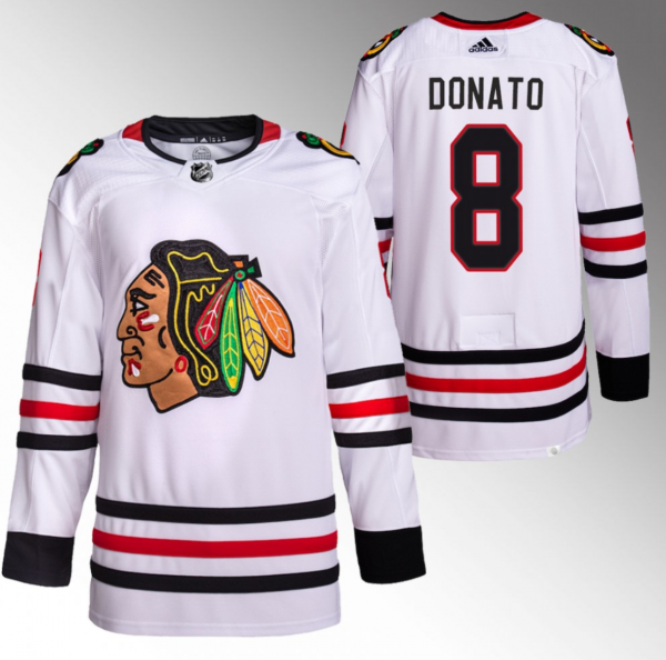 Men Chicago Blackhawks #8 Ryan Donato White Stitched Hockey Jersey