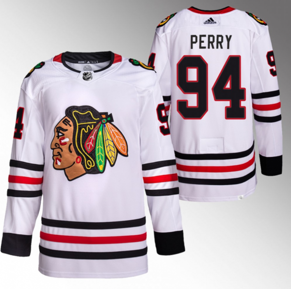 Men Chicago Blackhawks #94 Corey Perry White Stitched Hockey Jersey