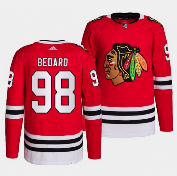 Men Chicago Blackhawks #98 Connor Bedard Red Stitched Hockey Jersey