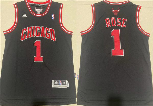 Men Chicago Bulls #1 Derrick Rose Black Stitched Basketball Jersey