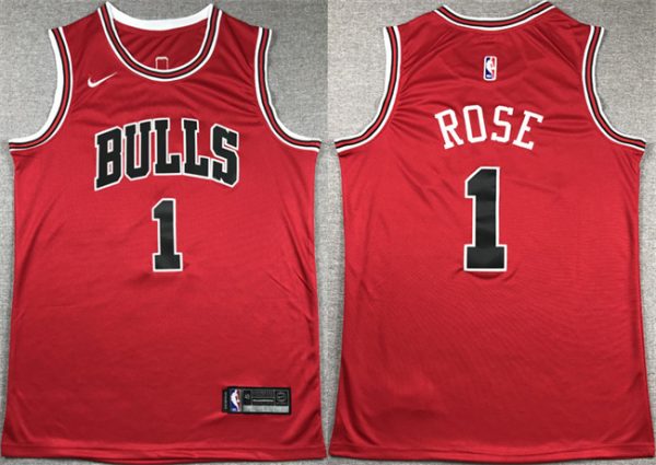 Men Chicago Bulls #1 Derrick Rose Red Stitched Basketball Jersey