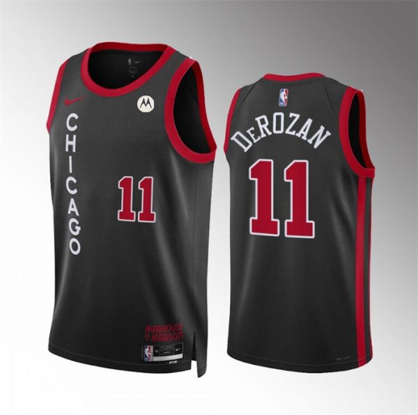 Men Chicago Bulls #11 Demar Derozan Black 2023/24 City Edition Stitched Basketball Jersey