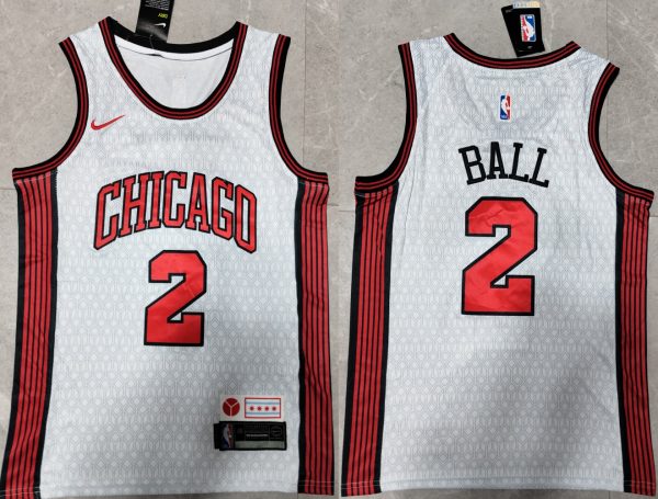 Men Chicago Bulls #2 Lonzo Ball White Stitched Basketball Jersey