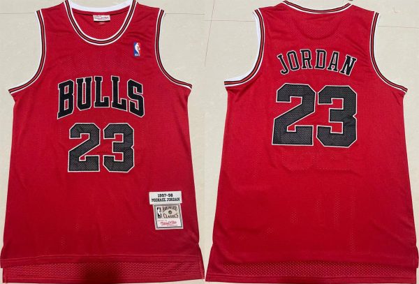 Men Chicago Bulls #23 Michael Jordan Red 1997-98 Throwback Stitched Jersey