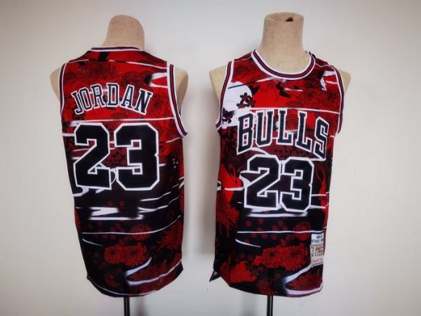 Men Chicago Bulls #23 Michael Jordan Red/Black Stitched Jersey