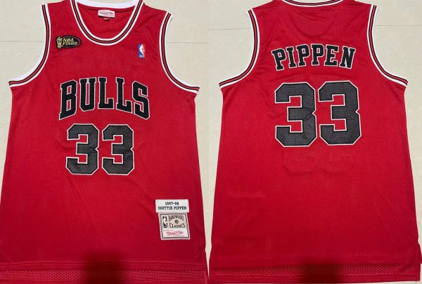 Men Chicago Bulls #33 Scottie Pippen Red 1997-98 Throwback Stitched Jersey