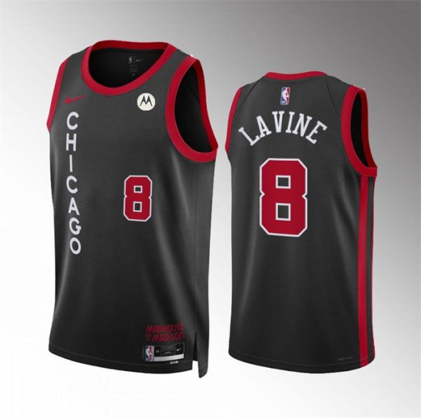 Men Chicago Bulls #8 Zach LaVine Black 2023/24 City Edition Stitched Basketball Jersey