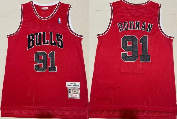 Men Chicago Bulls #91 Dennis Rodman 1997-98 Red Throwback Stitched Jersey