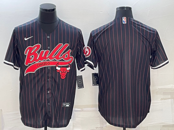 Men Chicago Bulls Blank Black Cool Base Stitched Baseball Jersey