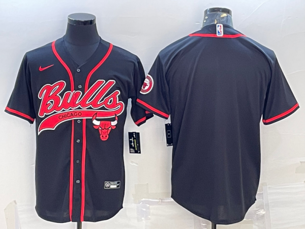 Men Chicago Bulls Blank Black Cool Base Stitched Baseball Jersey