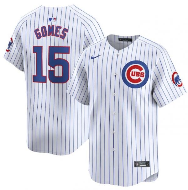 Men Chicago Cubs #15 Yan Gomes White 2024 Home Limited Stitched Baseball Jersey