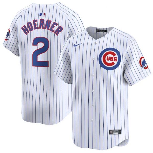 Men Chicago Cubs #2 Nico Hoerner White 2024 Home Limited Stitched Baseball Jersey
