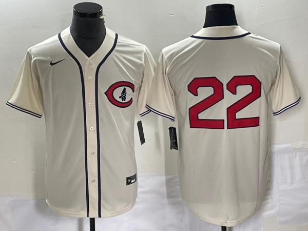 Men Chicago Cubs #22 Jason Heyward 2022 Cream Field of Dreams Cool Base Stitched Baseball Jersey