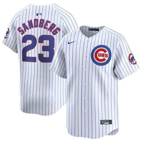 Men Chicago Cubs #23 Ryne Sandberg White 2024 Home Limited Stitched Baseball Jersey