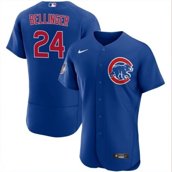 Men Chicago Cubs #24 Cody Bellinger Royal Flex Base Stitched Baseball Jersey