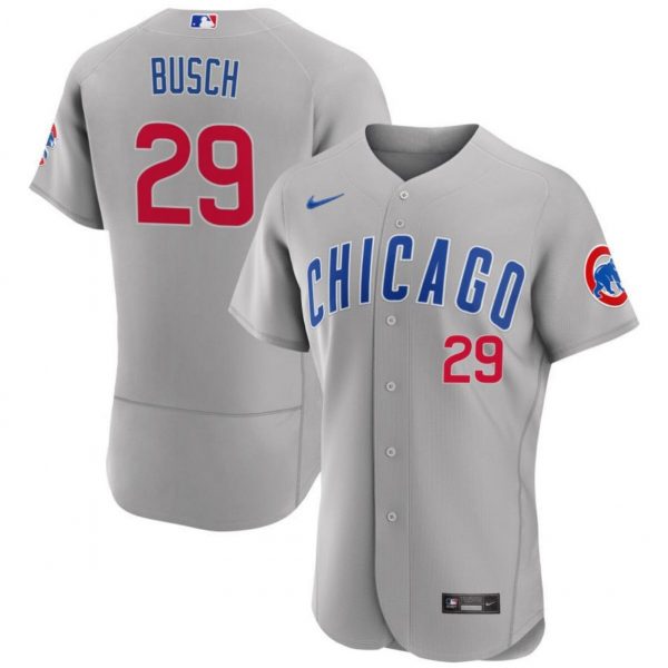 Men Chicago Cubs #29 Michael Busch Grey Flex Base Stitched Baseball Jersey