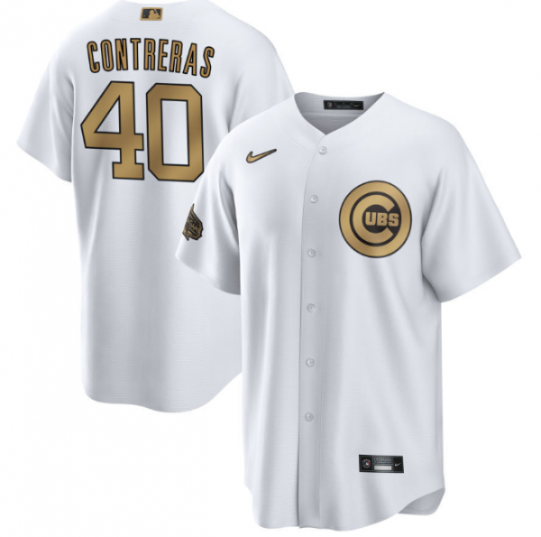 Men Chicago Cubs #40 Willson Contreras 2022 All-Star White Cool Base Stitched Baseball Jersey