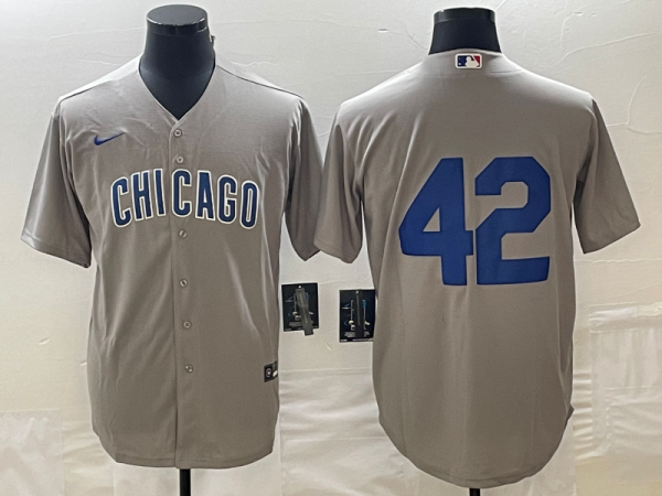 Men Chicago Cubs #42 Bruce Sutter Gray Cool Base Stitched Jersey