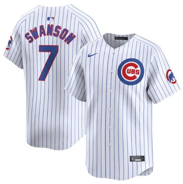 Men Chicago Cubs #7 Dansby Swanson White 2024 Home Limited Stitched Baseball Jersey