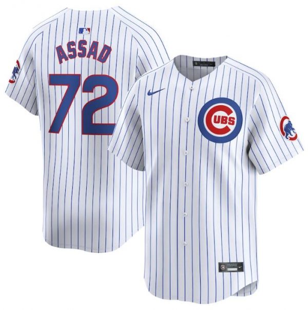 Men Chicago Cubs #72 Javier Assad White 2024 Home Limited Stitched Baseball Jersey