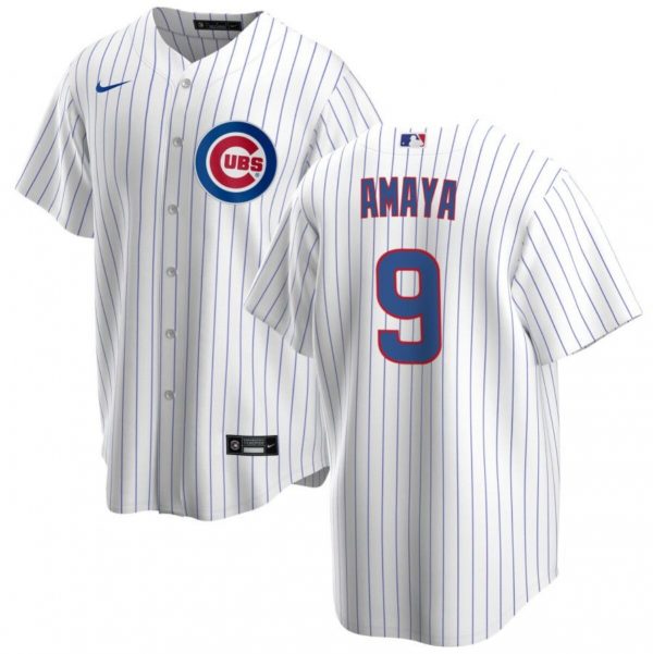 Men Chicago Cubs ##9 Miguel Amaya White Cool Base Stitched Baseball Jersey