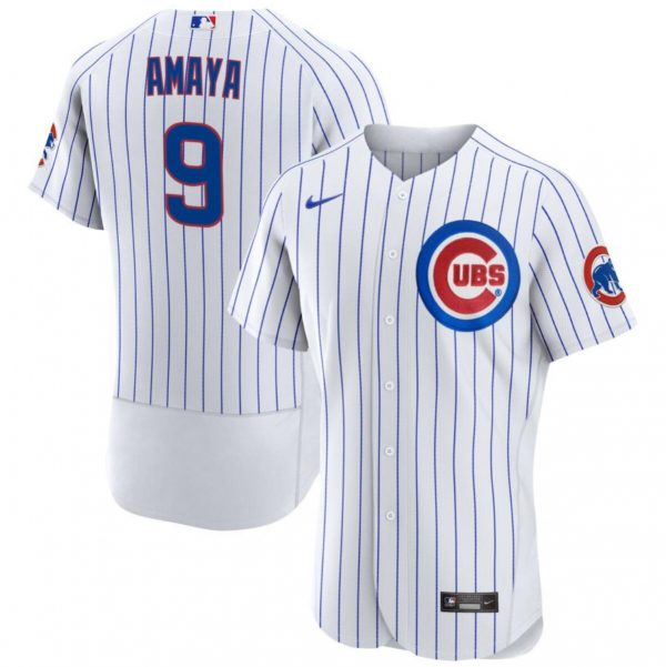 Men Chicago Cubs #9 Miguel Amaya White Flex Base Stitched Baseball Jersey