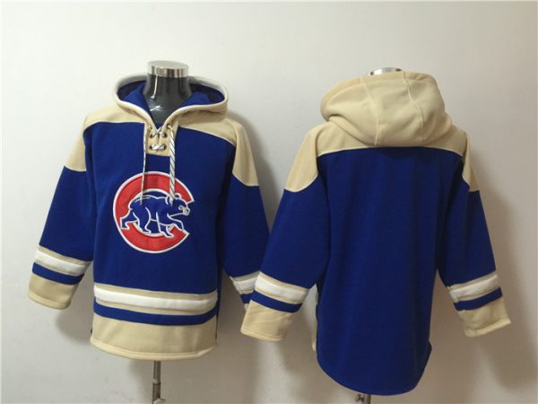Men Chicago Cubs Blank Ageless Must-Have Lace-Up Pullover Hoodie
