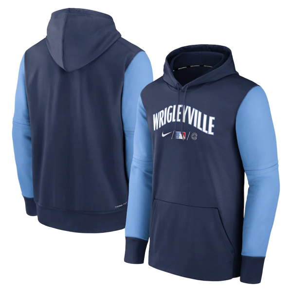 Men Chicago Cubs Blue 2022 Therma Performance Pullover Hoodie