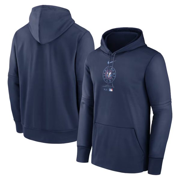 Men Chicago Cubs Navy Collection Practice Performance Pullover Hoodie