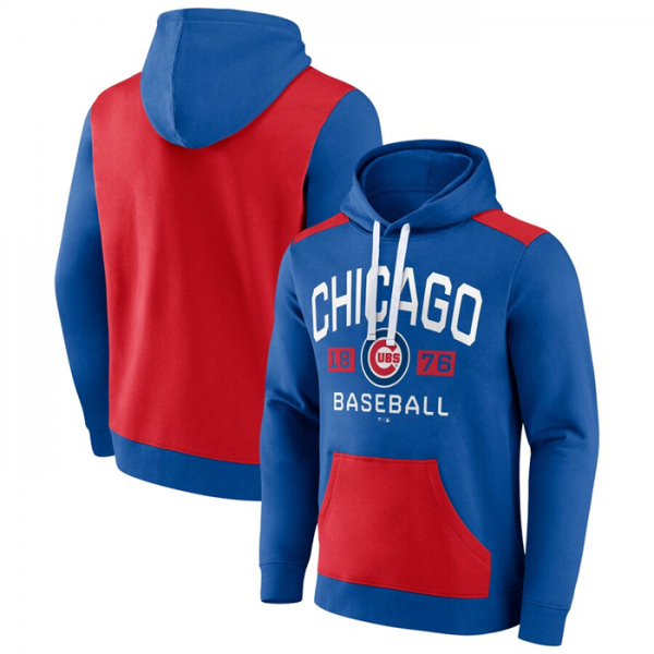 Men Chicago Cubs Royal/Red Chip In Pullover Hoodie