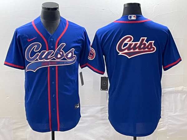 Men Chicago Cubs Royal Team Big Logo Cool Base Stitched Jersey