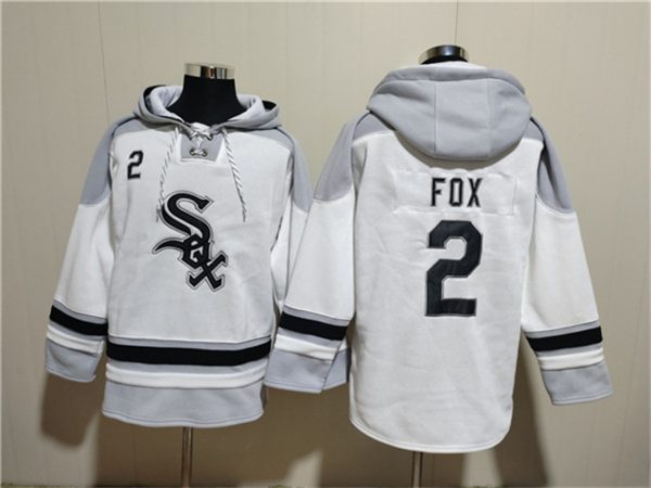 Men Chicago White Sox #2 Nellie Fox White Ageless Must-Have Lace-Up Pullover Hoodie
