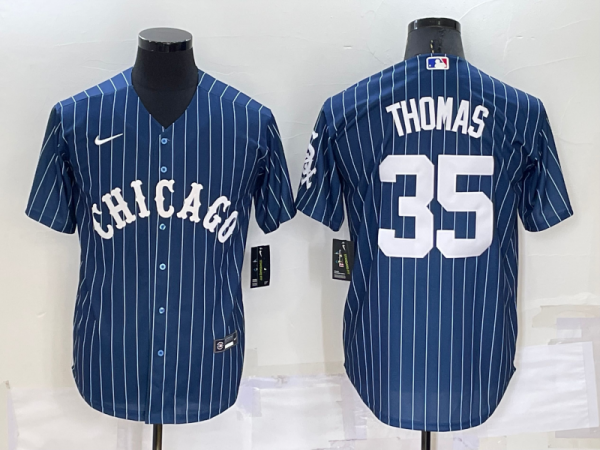 Men Chicago White Sox #35 Frank Thomas Navy Cool Base Stitched Jersey