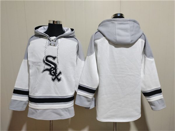 Men Chicago White Sox Blank White Ageless Must-Have Lace-Up Pullover Hoodie
