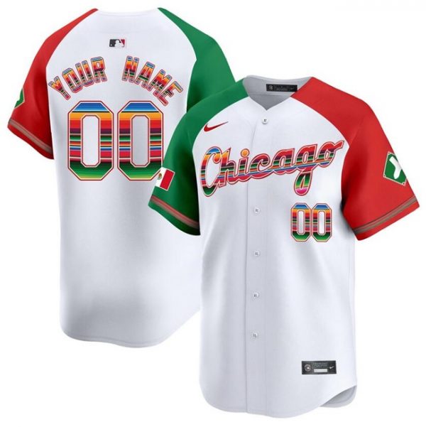 Chicago White Sox Customized White/Red/Green Mexico Vapor Premier Limited Stitched Baseball Jersey