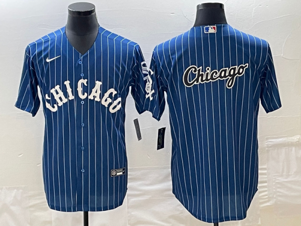 Men Chicago White Sox Navy Team Big Logo Cool Base Stitched Jersey
