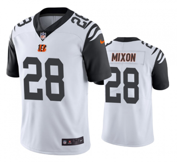 Men Cincinnati Bengals #28 Joe Mixon White White Color Rush Stitched Jersey