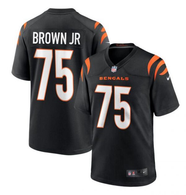 Men Cincinnati Bengals #75 Orlando Brown Jr. Black Stitched Game Jersey