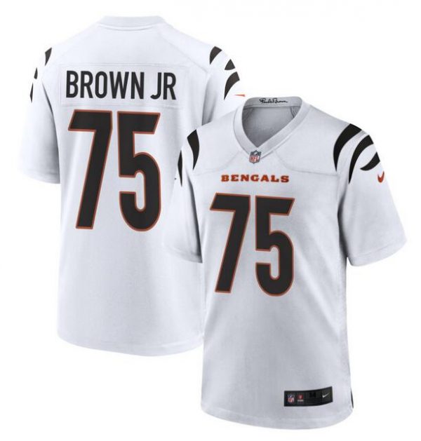 Men Cincinnati Bengals #75 Orlando Brown Jr. White Stitched Game Jersey