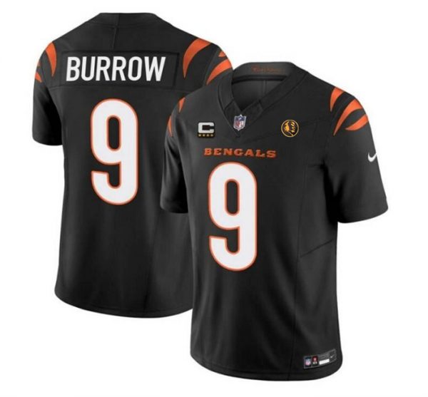 Men Cincinnati Bengals #9 Joe Burrow Black 2023 F.U.S.E. With 4-star C Ptach And John Madden Patch Vapor Limited Stitched Football Jersey