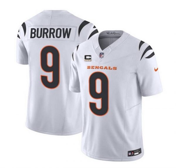 Men Cincinnati Bengals #9 Joe Burrow White 2023 F.U.S.E. With 4-Star C Patch Vapor Untouchable Limited Stitched Jersey