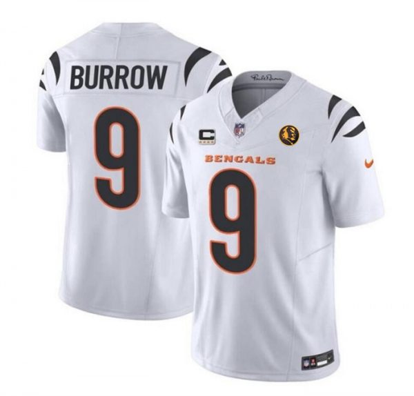 Men Cincinnati Bengals #9 Joe Burrow White 2023 F.U.S.E. With 4-star C Ptach And John Madden Patch Vapor Limited Stitched Football Jersey