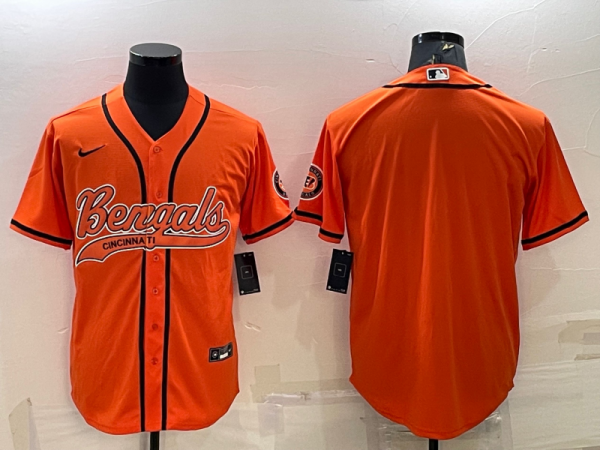 Men Cincinnati Bengals Blank Orange With Patch Cool Base Stitched Baseball Jersey