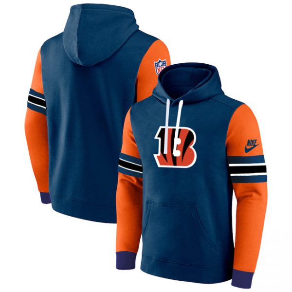 Men Cincinnati Bengals Navy/Orange Pullover Hoodie