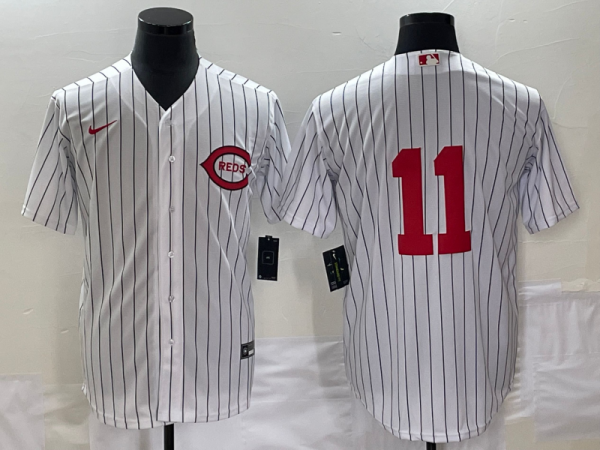 Men Cincinnati Reds #11 Barry Larkin White Field of Dreams Stitched Baseball Jersey
